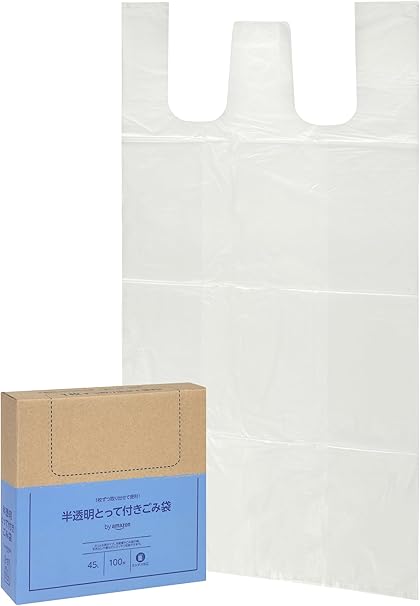by Amazon ごみ袋 半透明 とって付き シャカシャカタイプ 45L 100枚