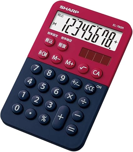 シャープ カラーデザイン電卓 8桁表示 レッド系 EL-760R-RX