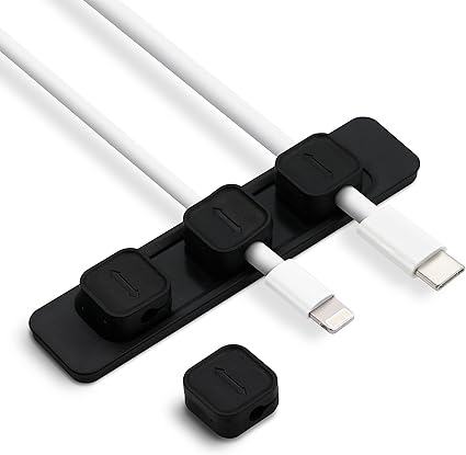 MOELIFE ケーブルホルダー マグネット ケーブルクリップ 配線 整理 収納 車内 ケーブルオーガナイザー 車 便利グッズ ライトニングケーブル USB-C/Micro USB ケーブル 対応 Magnetic Cable Holder (Black)