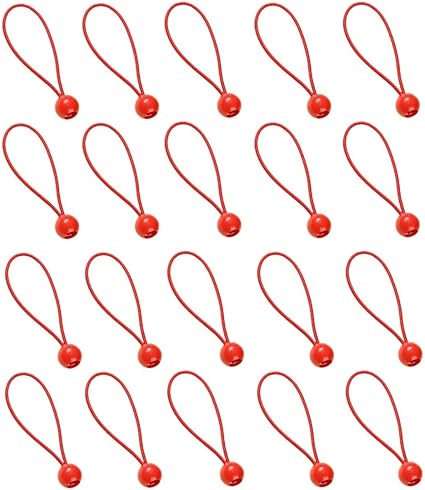 FJmark ゴム バンド 軽トラ トラック シート 大型 中型 ボール止め 簡単取付 飛散防止 多目的 ボールバンジー 赤色 20cm 20本入り