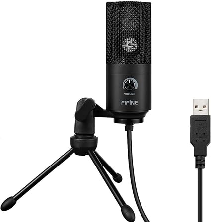 FIFINE USBマイク コンデンサーマイク PC用マイク ネット通話 ゲーム配信 在宅勤務 ボイズチャット 単一指向性 音量調節可能 三脚マイクスタンド付属 パソコンのWindows/Mac対応 ブラック K669B