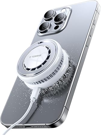 【画期的・瞬間冷却】TORRAS Qi2認証 冷却ファン搭載 マグセーフ充電器 スタンド magsafe対応 静音 ワイヤレス充電器 15W 急速充電 折りたたみ式 スマホ熱対策 タイプc 1.5mケーブル付属 置くだけ iPhone 16/15/14/13/12シリーズ Airpods対応 ゲーム ライブ配信 動画視聴