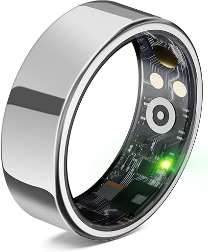 スマートリング 健康管理 【新登場 & 長時間使用可能】 Android/Iphone対応 睡眠管理 スマート指輪 ヘルスケア 睡眠計測 8種類運動モード 3種類データ測定機能 IP68防水USB磁気充電 カメラ制御 小型 超軽量 カロリー 運動距離 歩数計 活動量計 smart ring 男女兼用 日本語取扱説明書 磁気充電ケーブル付き プレゼント (シルバー, 10号(62.3mm))