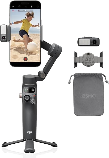 DJI スマホ ジンバル Osmo Mobile 7P ジンバルスタビライザー(iPhone/Android) ネイティブトラッキング 照明 3軸スマホジンバル クイックスタート ワンタップ編集 延長ロッド&三脚内蔵 10時間使用 スマホ充電