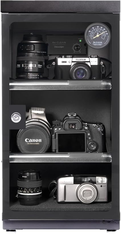 Re:CLEAN 防湿庫 日本製ペルチェ採用 ドライボックス カメラ 保管 防湿ケース 収納 レンズ 【日本製アナログ湿度計 / 安心の5年保証 / カビ対策】 (ブラック, 50L/アナログ湿度計)