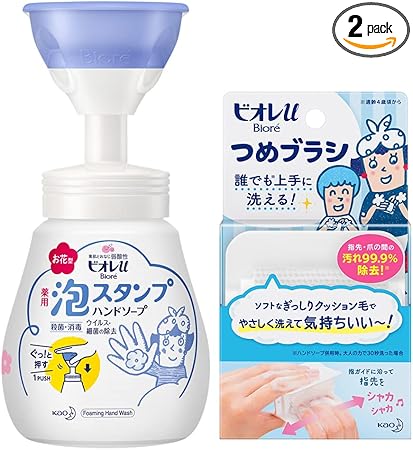 ビオレu 泡スタンプ ハンドソープ お花で出てくるタイプ250ml+ビオレu つめブラシ1PCS