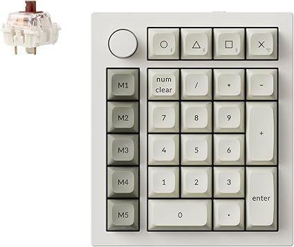 【国内正規品】Keychron Q0 Max QMKカスタム・テンキー、2.4 GHz/Bluetooth 5.1/有線接続、RGBライト、ホットスワップ対応Gateron Jupiterメカニカルスイッチ/フルアルミニウム/Mac Windows Linux対応 (Gateron Jupiterメカニカル茶軸(シェルホワイト))