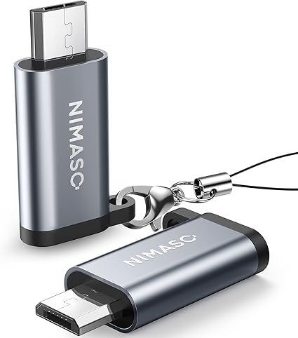 NIMASO マイクロUSB変換アダプター【56kΩレジスタ搭載 2個入り】microusb 変換 type-c マイクロ USB 変換コネクタ Xperia、Galaxy、Nexus、HUAWEI等Micro USB設備対応 高速同期 小型化 ストラップ付NAD19A27