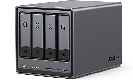 UGREEN NASync DXP4800 4-Bay デスクトップ NAS、Intel N100 クワッドコア CPU、8GB DDR5 RAM、32G eMMC、2 * 2.5GbE、2 * M.2 NVMe スロット、4K HDMI、ネットワーク付属ストレージ(ハードドライブは付属していません)