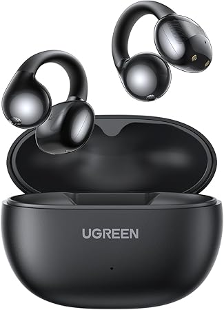 【2025必見!イヤホン ワイヤレス】UGREEN イヤーカフ イヤホン Bluetooth 5.4 Hi-Fi音質 ENC搭載 AI通話ノイズキャンセリング 【オープンイヤー型/耳挟み式/完全ワイヤレス/IPX5防水/最大30時間再生】 (ブラック)