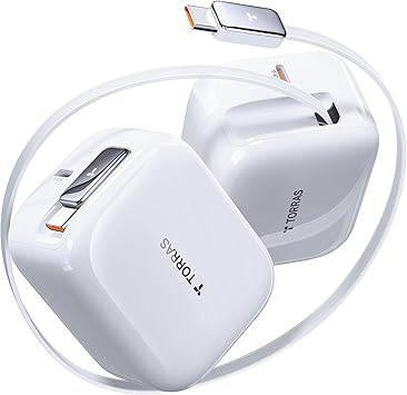 TORRAS FlexLine 40W 充電器 type-c 急速充電 2ポート【2025最強版巻き取り式】タイプcケーブルー体型 無階段調節 コンパクト 持ち運び便利 折畳み式プラグ GaNIII技術 PD3.0規格対応 PSE技術基準適合 iPhone16/15/iPad/Pixel10 / Switch対応 旅行/出張/自宅/デスク周り