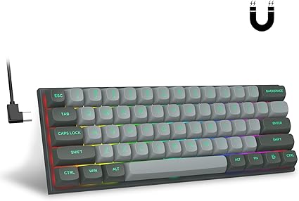 e元素 Hz-61 60% エスポートゲーミングキーボード ラピッドトリガー磁気キースイッチメカニカルキーボード ホットスワップ可能 調節可能なアクチュエーション コンパクト設計61キー PBTキーキャップ RGBバックライト パソコン用キーボード