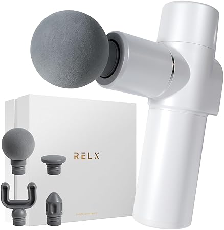 (整体院長監修) RELX 筋膜リリースガン トータルボディケア MINI (日本企業企画) 超軽量320g 20段階強力振動 筋膜 リリースガン ボディケア ハンディガン 静音 4種類アタッチメント プレゼント ギフト (ホワイト)