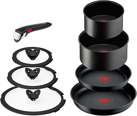 【オンライン限定】 ティファール 取っ手のとれる 鍋 フライパンセット 8点セット IH ガス火対応 PFOAなどの有害物質不使用 「インジニオ・ネオ チャコールグレー」 こびりつきにくさ長持ち ブラウン L77298