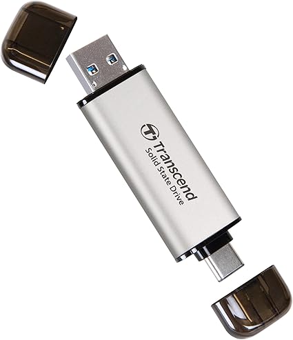 トランセンドジャパン トランセンド ポータブルSSD 1TB 高速 最大1050 MB/s 超小型,軽量11g Type-A/Type-C 両対応 PS4/PS5 動作確認済 USB 10Gbps シルバー TS1TESD310S