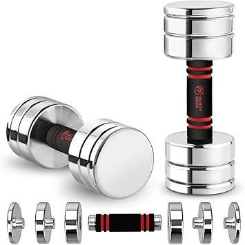 【公式】Northdeer ダンベル 可変式 小型 スチール製 2.5kg 5kg 7.5kg 10kg 15kg 25kg 镜面の仕上げ クロームメッキ 家庭用