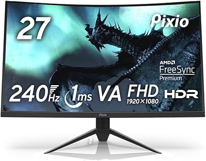 Pixio PXC279 湾曲 ゲーミングモニター 27インチ FHD VA 240Hz 1ms