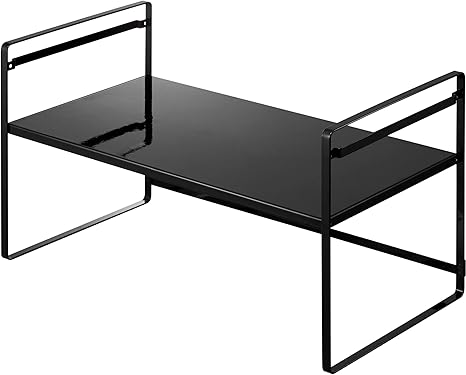 山崎実業(Yamazaki) トースターラック ワイド ブラック 約W65.5XD35XH36cm タワー キッチンラック 下段が作業スペースになる 2段階高さ調整 フック付き 5163