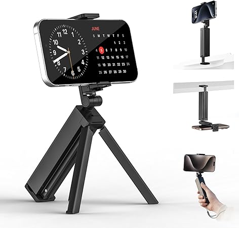 Ulanzi SK-20 スマホ三脚 超小型 マルチスマホスタンド【卓上&クリップ&手持ちモード】携帯スタンド 安定 軽量 収納後13cm 折りたたみ 持ち運び便利 Vlog用 卓上三脚 自撮り棒 旅行 出張 飛行機 新幹線 車 キッチン オフィス セルフィー/生放送/ビデオ通話/撮影録画/動画鑑賞 Android/iPhoneに対応