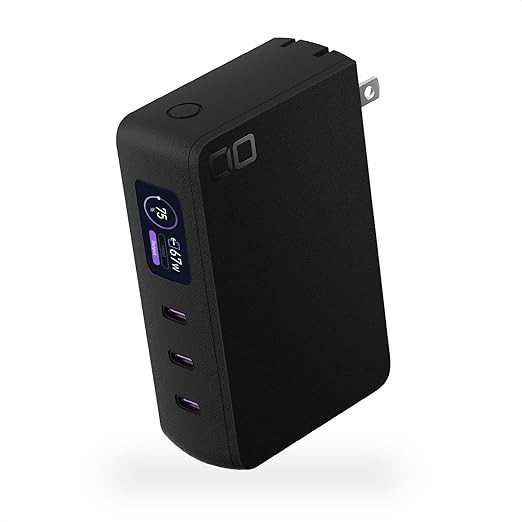 CIO モバイルバッテリー コンセント 一体型 65W 急速充電器 10000mAh Type-C ×3 ノートPC Macbook Windows Android iPhone16 SMARTCOBY Pro PLUGⅡ 67W3C【液晶部に保護フィルム有】 (ブラック)