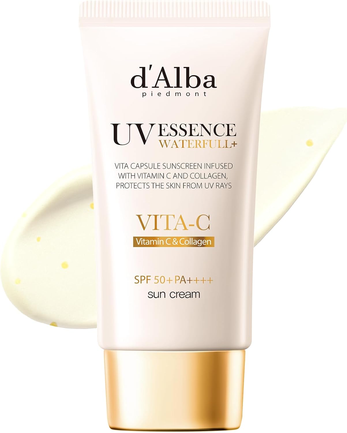 【d'Alba公式】ウォータフル UVエッセンス サンクリーム(50ml) Waterfull UV Essence Sun Cream - 化粧下地 日焼け止め 美容液 汗と水に強い ウォータープルーフ イージーウォッシャブル 一度に落とせる 紫外線 敏感肌 乾燥肌 低刺激 顔 全身用 ヴィーガン (50ml(ビタ))