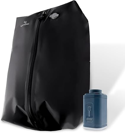 【公式】4 SPRING フォースプリング かる旅圧縮バッグ 圧縮トラベルバッグ 旅行用圧縮袋 便利グッズ 旅行用圧縮バッグ 衣類収納 トラベル 出張 吸引機 アウター 大きめ 吊り下げ (1袋(ポンプ付き))