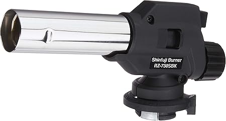【Amazon.co.jp 限定】 新富士バーナー 日本製 パワートーチ ガスバーナー 逆さ使用可能 炙り調理 溶接 火力調節 火口径:22mm 小型 ブラック RZ-730SBK