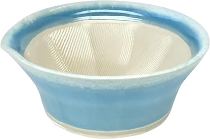 元重製陶所 石見焼 離乳食にも使える カラー すり鉢 すりばち 空色 テーブルを傷つけない シリコン 底 直径約13.5cm (すべり止め付) もとしげ 日本製 044049