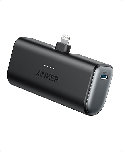 Anker Nano Power Bank (12W, Built-In Lightning Connector) (モバイルバッテリー 5000mAh 小型コンパクト)【MFi認証済/PowerIQ搭載/ライトニング端子一体型】 iPhone 14 / 13 / 12 シリーズ (ブラック)