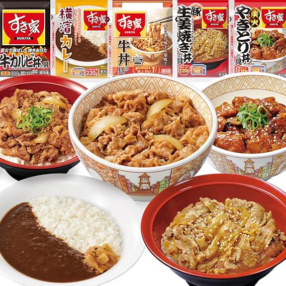 すき家 食べ比べセット5種20食【牛丼×牛カルビ丼×豚生姜焼き丼×炭火やきとり丼×横濱カレー】【どんぶり/おかず】 (冷凍食品 レンジか湯せんで簡単調理)