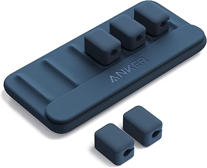 Anker Magnetic Cable Holder マグネット式 ケーブルホルダー ライトニングケーブル USB-C Micro USB ケーブル 他対応 デスク周り 便利グッズ (ブルー)