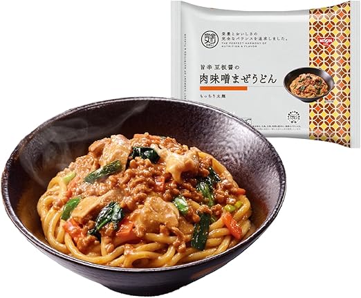 完全メシDELI 日清食品 冷凍 肉味噌まぜうどん 5食セット 冷凍うどん 冷凍食品 たんぱく質 17.9g PFCバランス 食物繊維 7.5g