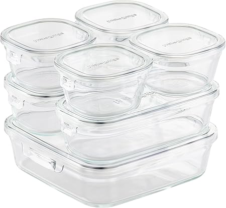 iwaki(イワキ) 耐熱ガラス 保存容器 アーバンクリア 7個セット パック&レンジ F-PRN7-UCL