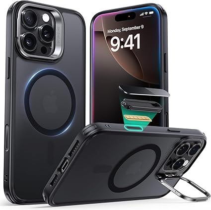 【デザイン受賞シリーズ!】ESR iPhone 16 Pro ケース Magsafe対応 米軍MIL規格の保護 耐黄変 耐衝撃 隠れスタンド いPhone16Pro ケース スマホケース 傷防止背面 iPhone16 Pro ケース対応 アイフォン 16 プロ対応 いphone16 Pro ケース 対応 Classicシリーズ ブラック