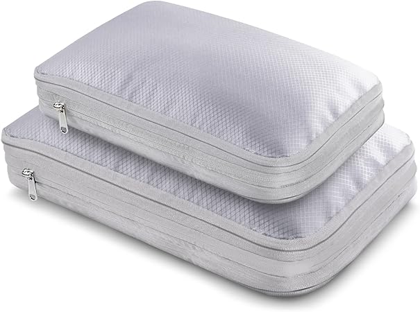 ICHIFUJI 旅行用圧縮袋 トラベルポーチ 圧縮バッグ 収納ポーチ ファスナー 出張 旅行 便利グッズ 圧縮で衣類スペース約50%節約 (セット) (SS・Sセット, グレージュ)