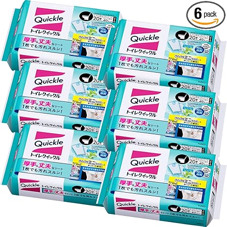 クイックル 【まとめ買い】 トイレ つめかえ用 大容量 ミント 20枚入 × 6個 99%除菌 24時間抗菌
