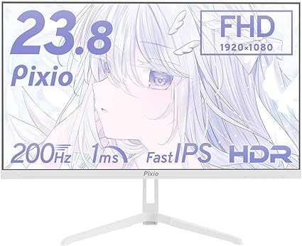 Pixio PX248 Wave White ゲーミングモニター 白 ホワイト 23.8インチ 200Hz FHD スピーカー内蔵 2年保証 30日間返品保証