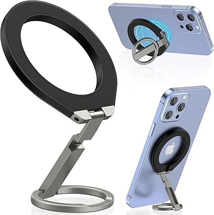 スマホリング マグネット式 MagSafe対応 スマホスタンド マグネットリング 360°回転 180°角度調整可能 横縦両立 超強力 薄型 滑り止め 折りたたみ式 iPhone/Androidなど全機種対応