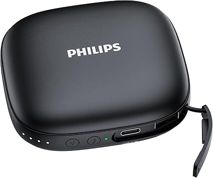 Philips(フィリップス) 充電式カイロ 超軽量 2段階温度調節/4時間連続発熱 電子カイロ 1台2役 モバイルバッテリー 5200mAh 電気ハンドウォーマー usb かいろ 携帯便利 あんか USB充電式 寒さ対策/省エネ/節電 防寒グッズ プレゼント (ブラック)