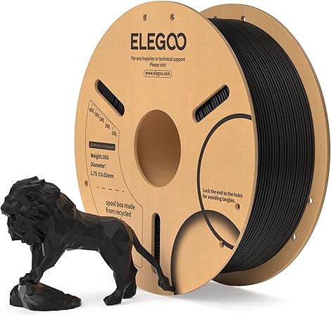 ELEGOO PLAフィラメント 1.75mm 3Dプリンター用フィラメント 寸法精度±0.02mm ほとんどのFDMプリンターに対応 (1KG/スプール 2.2 lbs) 黒色