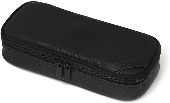 LOONLOON 663 Stone Pencil Case, Black, Large Capacity, Stylish, 2 Compartments, Multi-Functional