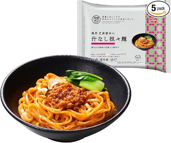 完全メシDELI 日清食品 冷凍 汁なし担々麺 5食セット 冷凍麺 冷凍食品 たんぱく質22.1g PFCバランス 食物繊維6.2g