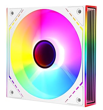 Thermalright TL-M12W-S 120 mm CPUコンピュータファン静音、PWMインテリジェント温度制御、ARGB無限ミラー性能級ファン、1500 RPM回転数、23.2デシベル、シャーシ放熱-白色、PWM/ARGB直列接続をサポート