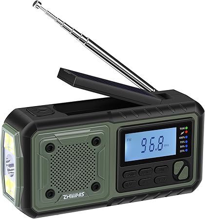 ZHIWHIS 防災ラジオ 5000mAh 短波/FM/AM/ワイドFM対応 懐中電灯 ソーラー/手回し/USB-C充電/乾電池使用可能【イヤホン対応/SOSアラート】アウトドア 携帯小型 震災 台風 津波 停電緊急対策 新登場ZWS-376