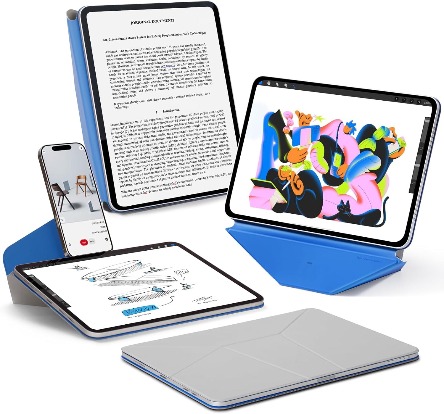 MOFT【公式直営店】ダイナミックフォリオ iPad mini7 ケース (第7世代、A17 Pro、2024) iPad mini6 ケース(第6世代、2021)iPadスタンド 多角度調整 横置&縦置 強力マグネット タブレットスタンド 軽量 極薄 iPadカバー