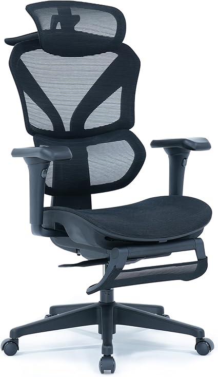 EastForce エイリアンチェア 3万円でフルスペックオフィスチェア 3Dヘッドレスト 4Dアームレスト ランバーサポート高さ調節 座面スライド ハンガー搭載 デスクチェア ブラック