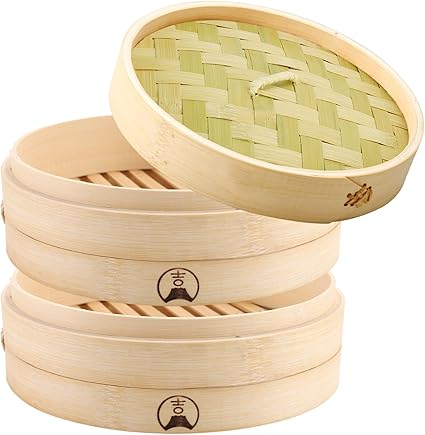 吉冨士工芸 竹せいろ 21cm 本体 2段 蓋付き 蒸籠 セット 蒸し器 中華 せいろ セイロ 専用紙シート20枚付 (21cm2段蓋付き)
