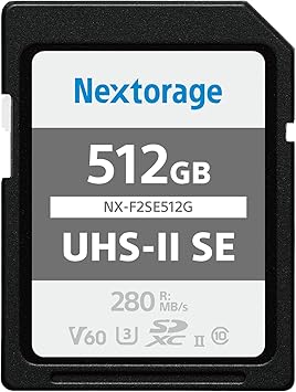 Nextorage 日本メーカー UHS-II V60 512GB SDXC SDカード 最大読出し速度280MB/s 最大書込み速度150MB/s 4K録画 NX-F2SE512G ネクストレージ メモリカード