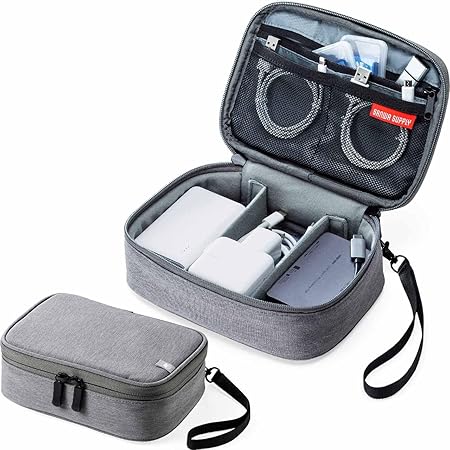 サンワダイレクト ガジェットポーチ 深型 間仕切り付 旅行 出張 便利グッズ 収納ポーチ グレー 200-BAGIN018GY