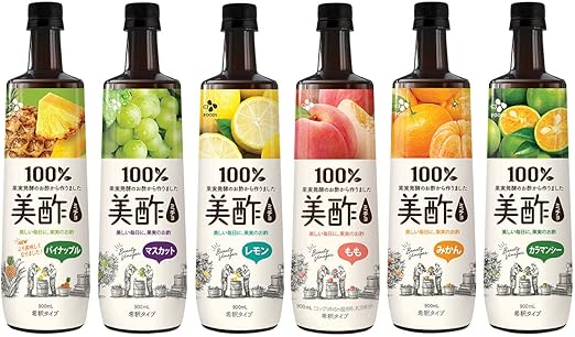 美酢 6本セット パイナップル マスカット レモン もも みかん カラマンシー 900ml 飲むお酢 ミチョ お酢 ドリンク ジュース 常温 【BTZE】